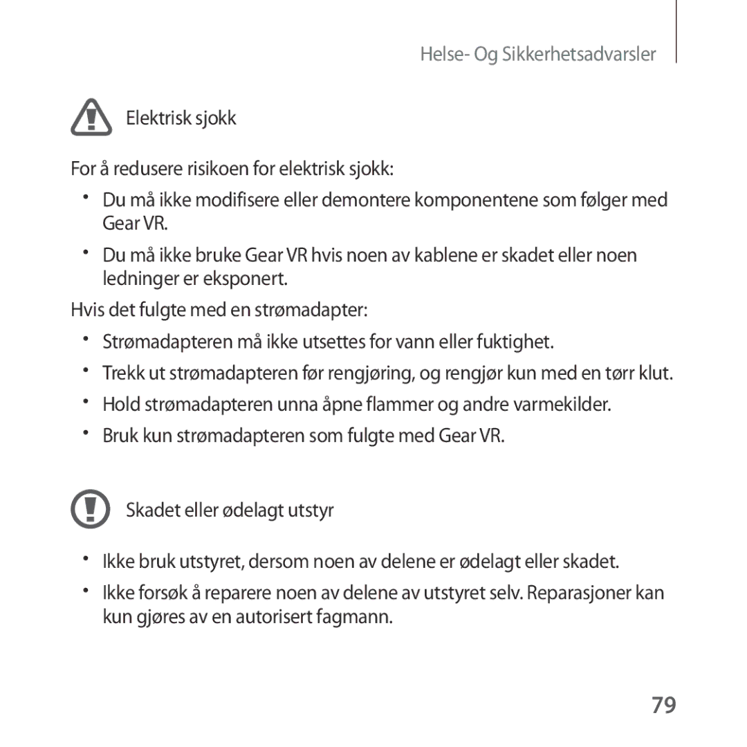 Samsung SM-R324NZAANEE manual Helse- Og Sikkerhetsadvarsler 