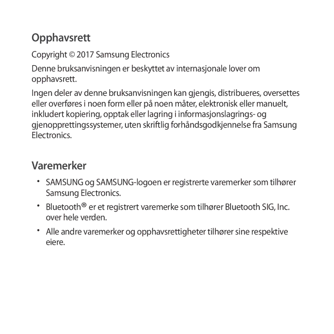 Samsung SM-R324NZAANEE manual Opphavsrett 