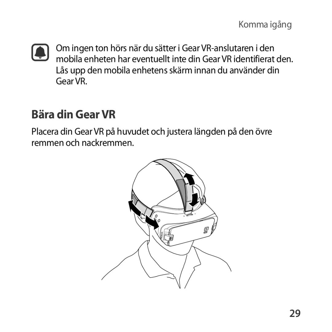 Samsung SM-R324NZAANEE manual Bära din Gear VR 