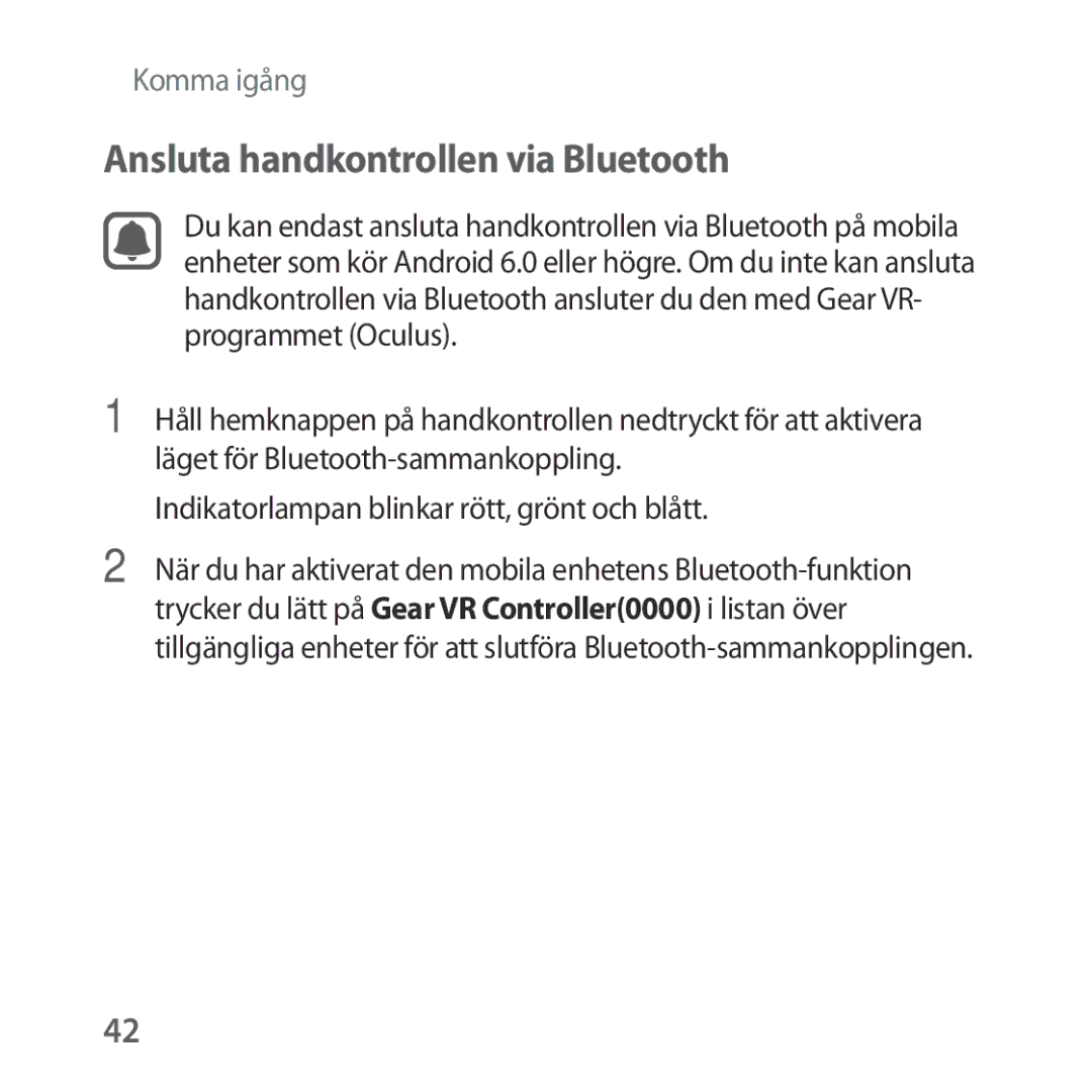 Samsung SM-R324NZAANEE manual Ansluta handkontrollen via Bluetooth 