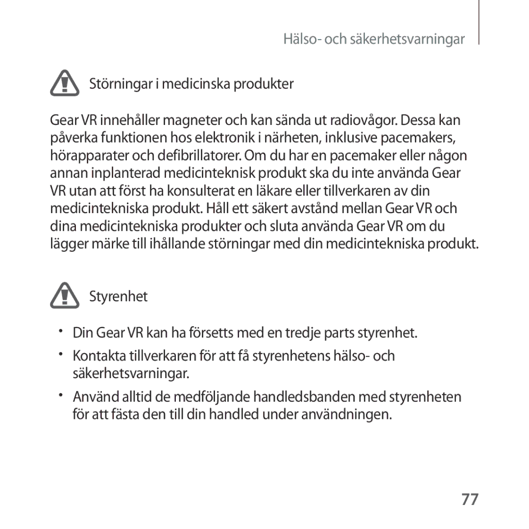 Samsung SM-R324NZAANEE manual Störningar i medicinska produkter 