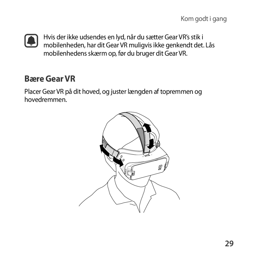 Samsung SM-R324NZAANEE manual Bære Gear VR 