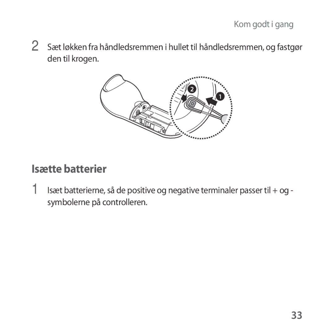 Samsung SM-R324NZAANEE manual Isætte batterier 