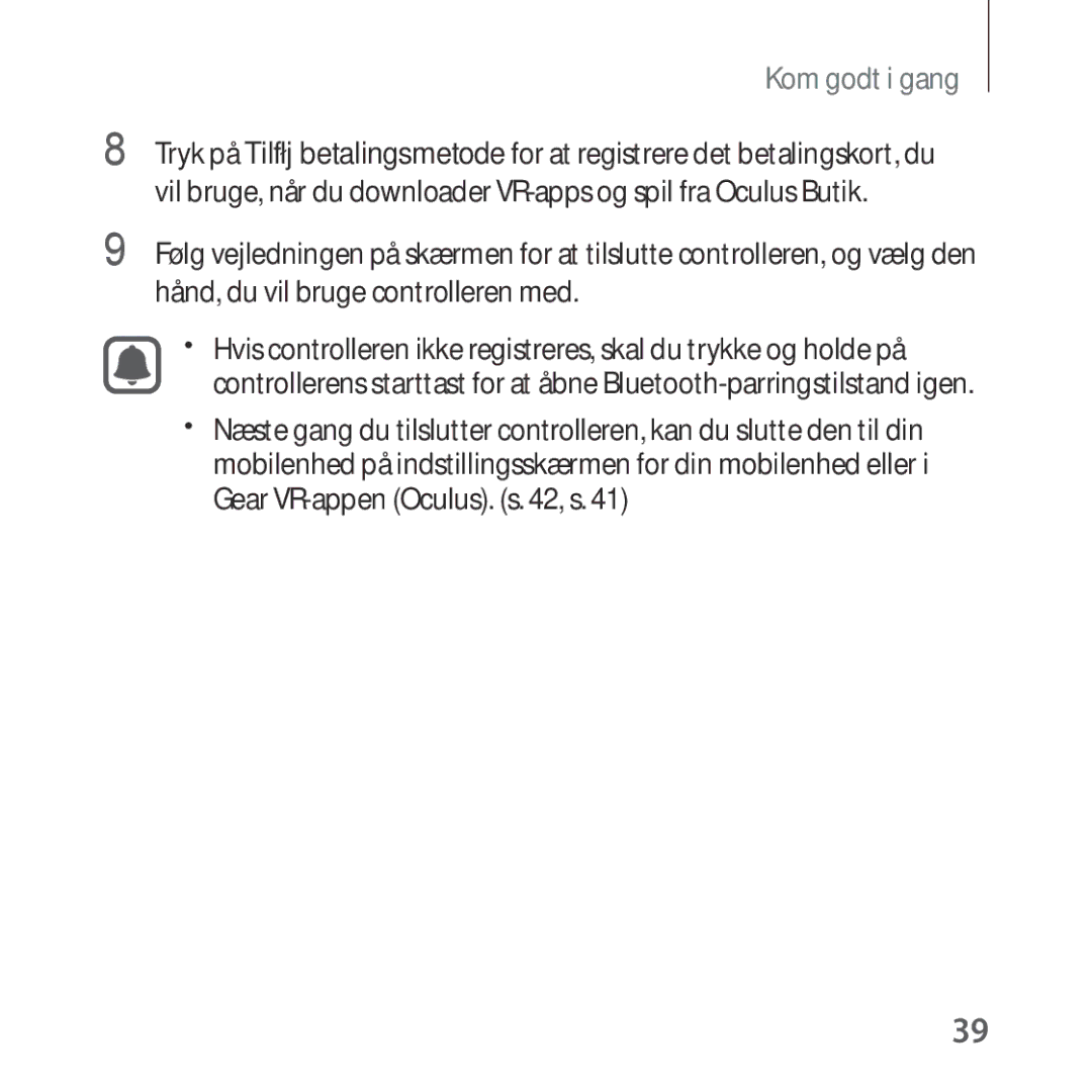 Samsung SM-R324NZAANEE manual Kom godt i gang 