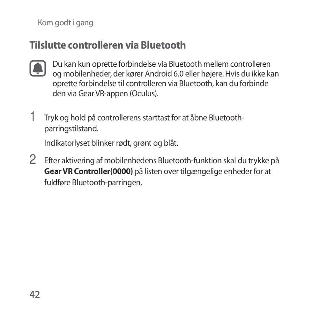 Samsung SM-R324NZAANEE manual Tilslutte controlleren via Bluetooth 