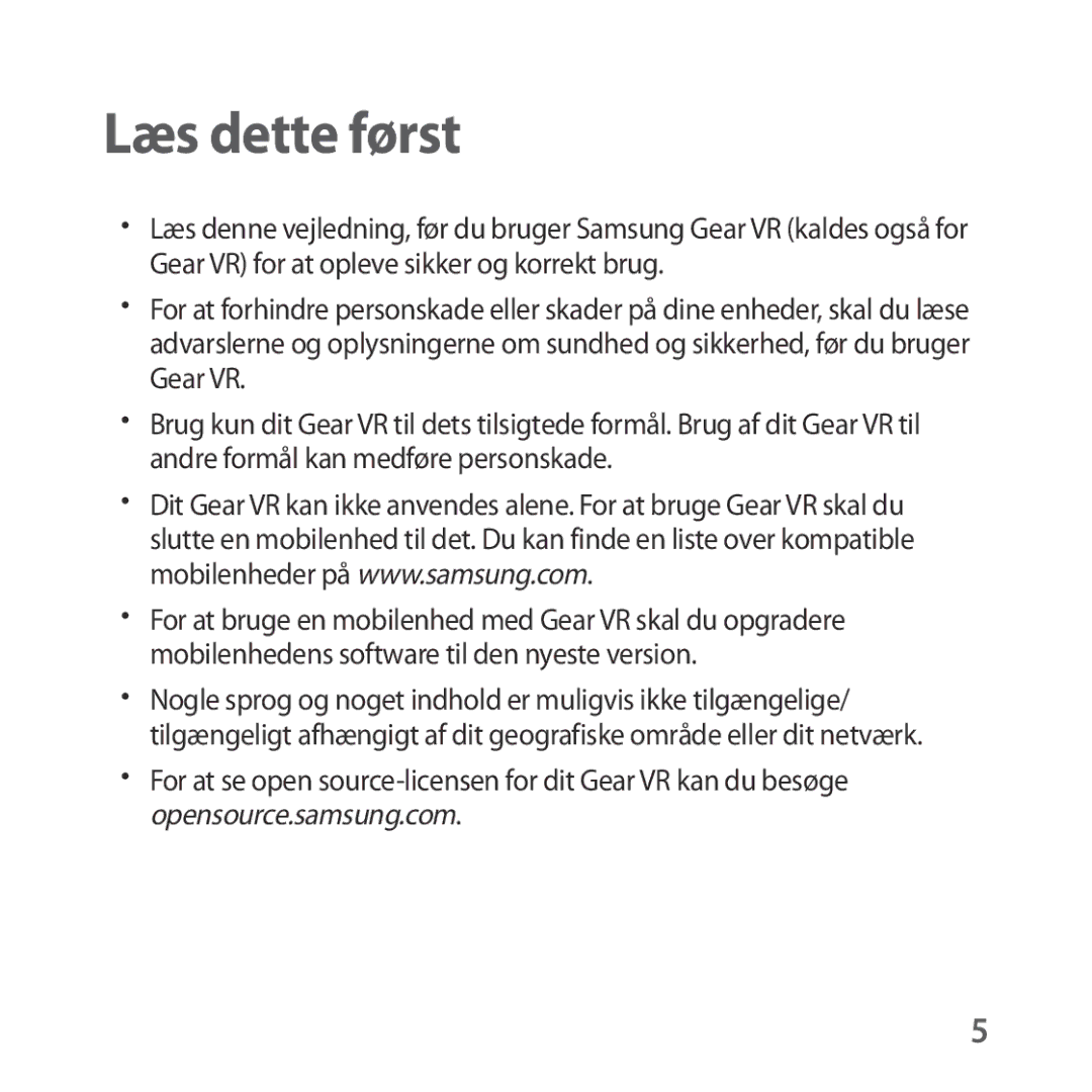 Samsung SM-R324NZAANEE manual Læs dette først 