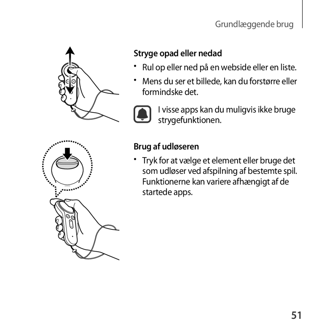 Samsung SM-R324NZAANEE manual Stryge opad eller nedad, Brug af udløseren 