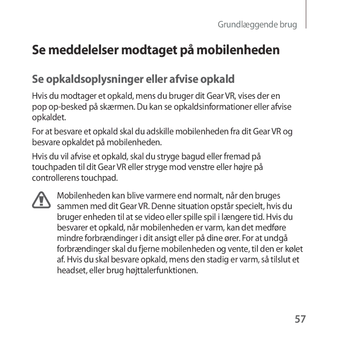 Samsung SM-R324NZAANEE manual Se meddelelser modtaget på mobilenheden, Se opkaldsoplysninger eller afvise opkald 