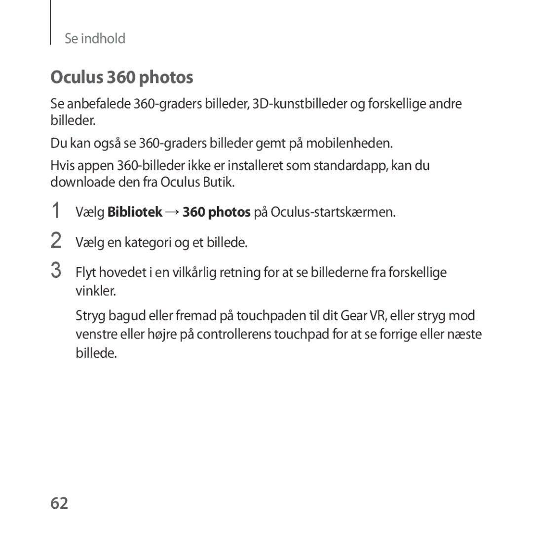 Samsung SM-R324NZAANEE manual Oculus 360 photos 