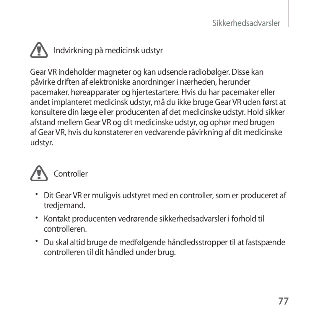 Samsung SM-R324NZAANEE manual Indvirkning på medicinsk udstyr 