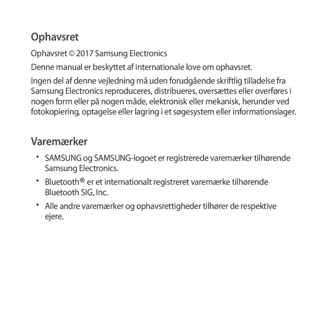 Samsung SM-R324NZAANEE manual Ophavsret 