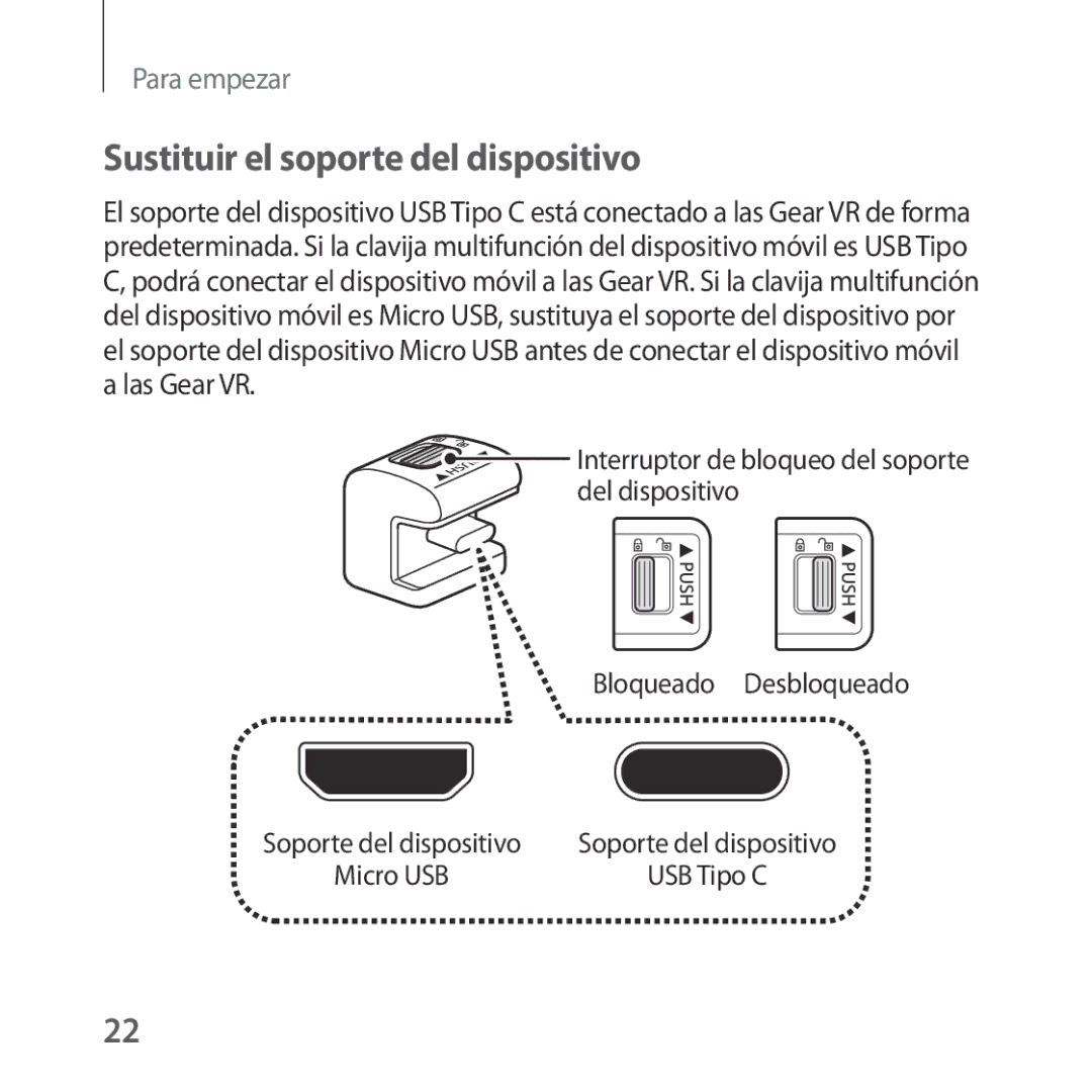 Samsung SM-R324NZAAPHE manual Sustituir el soporte del dispositivo 