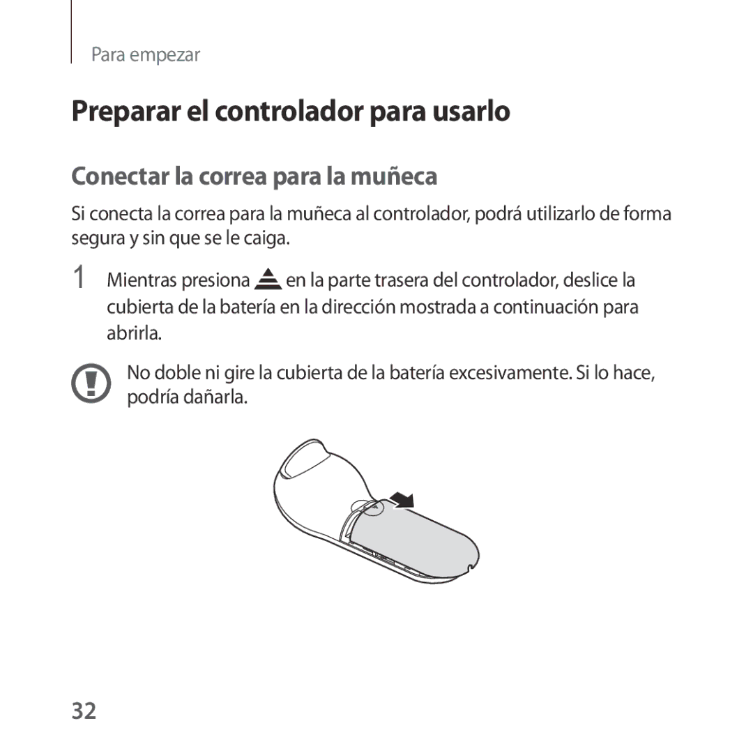 Samsung SM-R324NZAAPHE manual Preparar el controlador para usarlo, Conectar la correa para la muñeca 