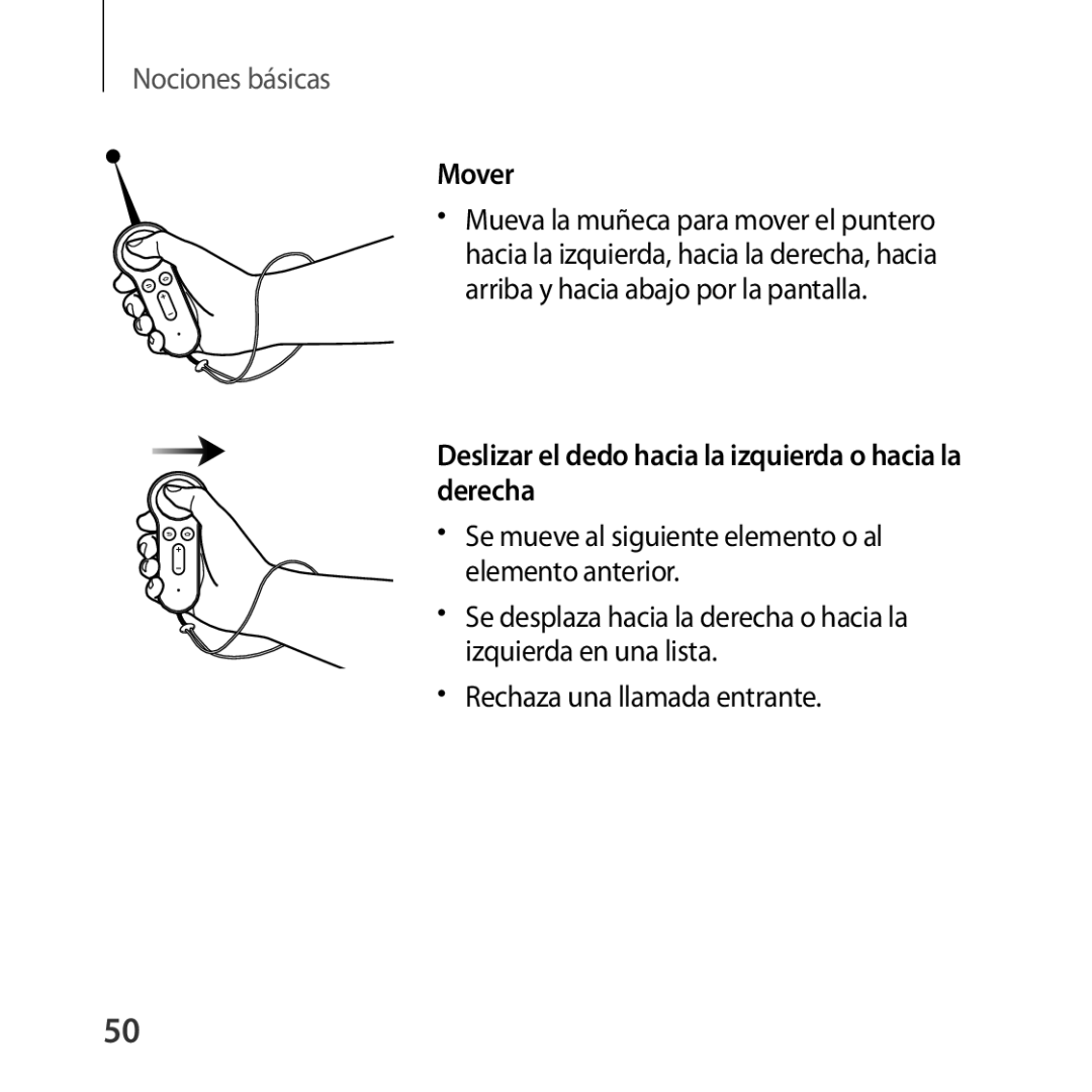 Samsung SM-R324NZAAPHE manual Mover, Mueva la muñeca para mover el puntero 