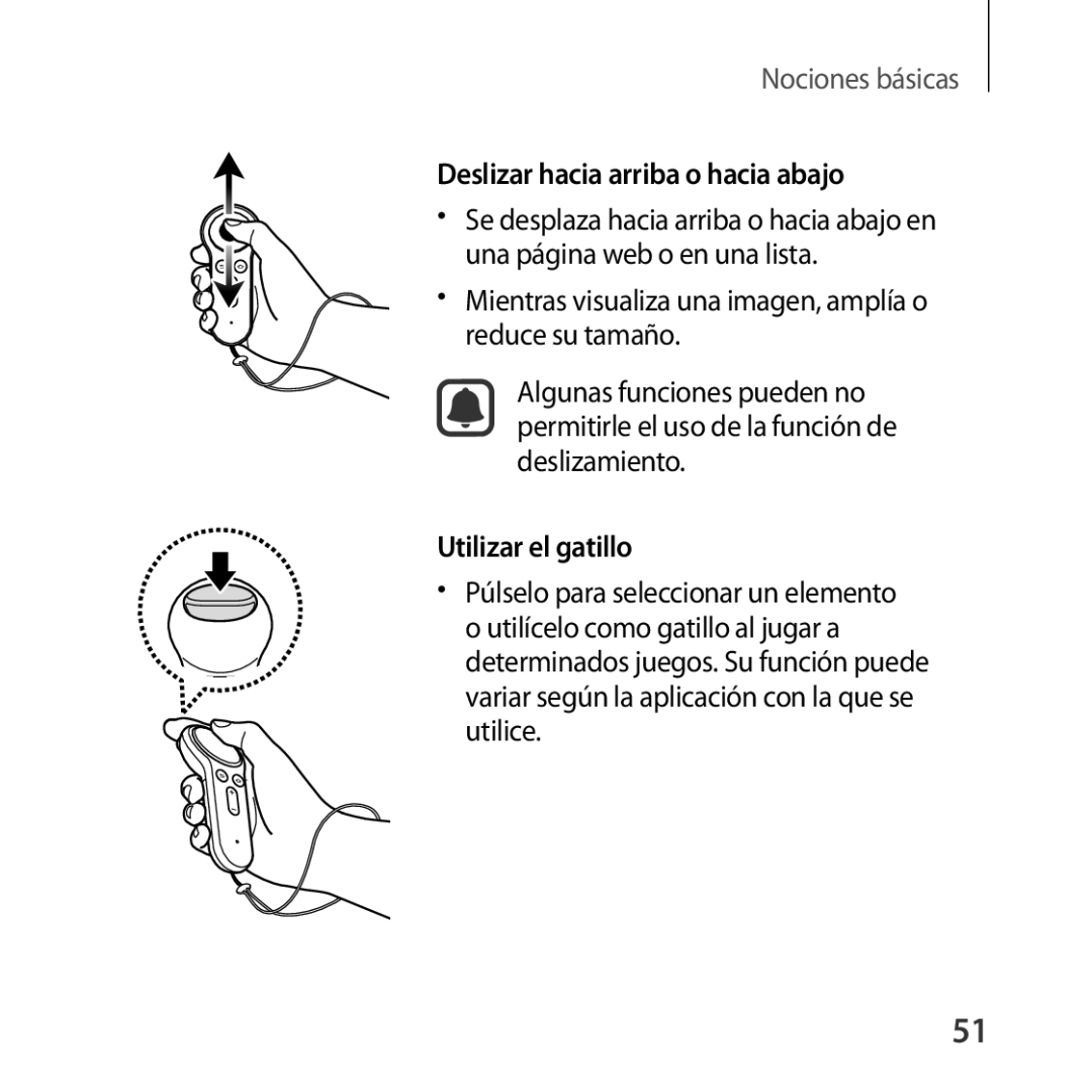 Samsung SM-R324NZAAPHE manual Deslizar hacia arriba o hacia abajo, Utilizar el gatillo 