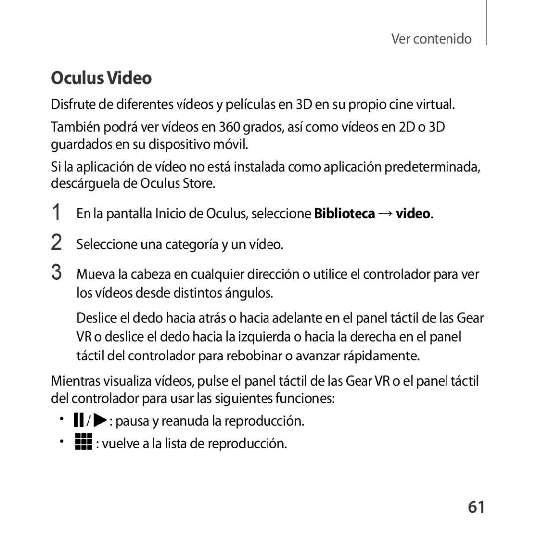 Samsung SM-R324NZAAPHE manual Oculus Video 