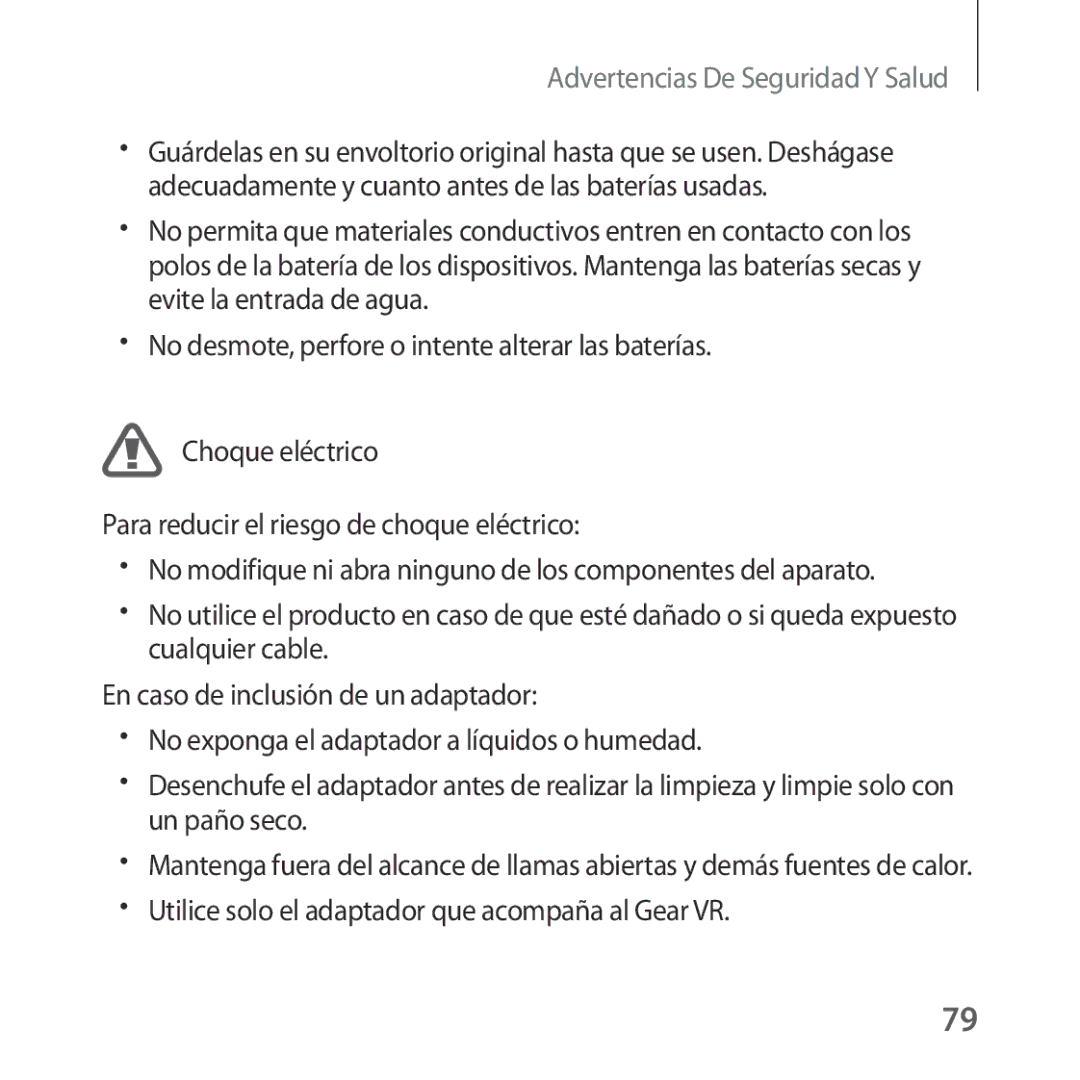 Samsung SM-R324NZAAPHE manual Utilice solo el adaptador que acompaña al Gear VR 