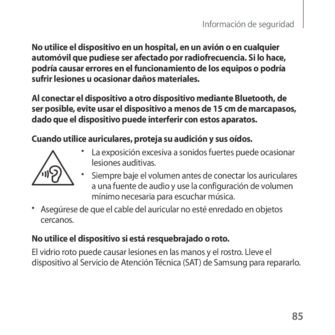 Samsung SM-R324NZAAPHE manual Cuando utilice auriculares, proteja su audición y sus oídos 