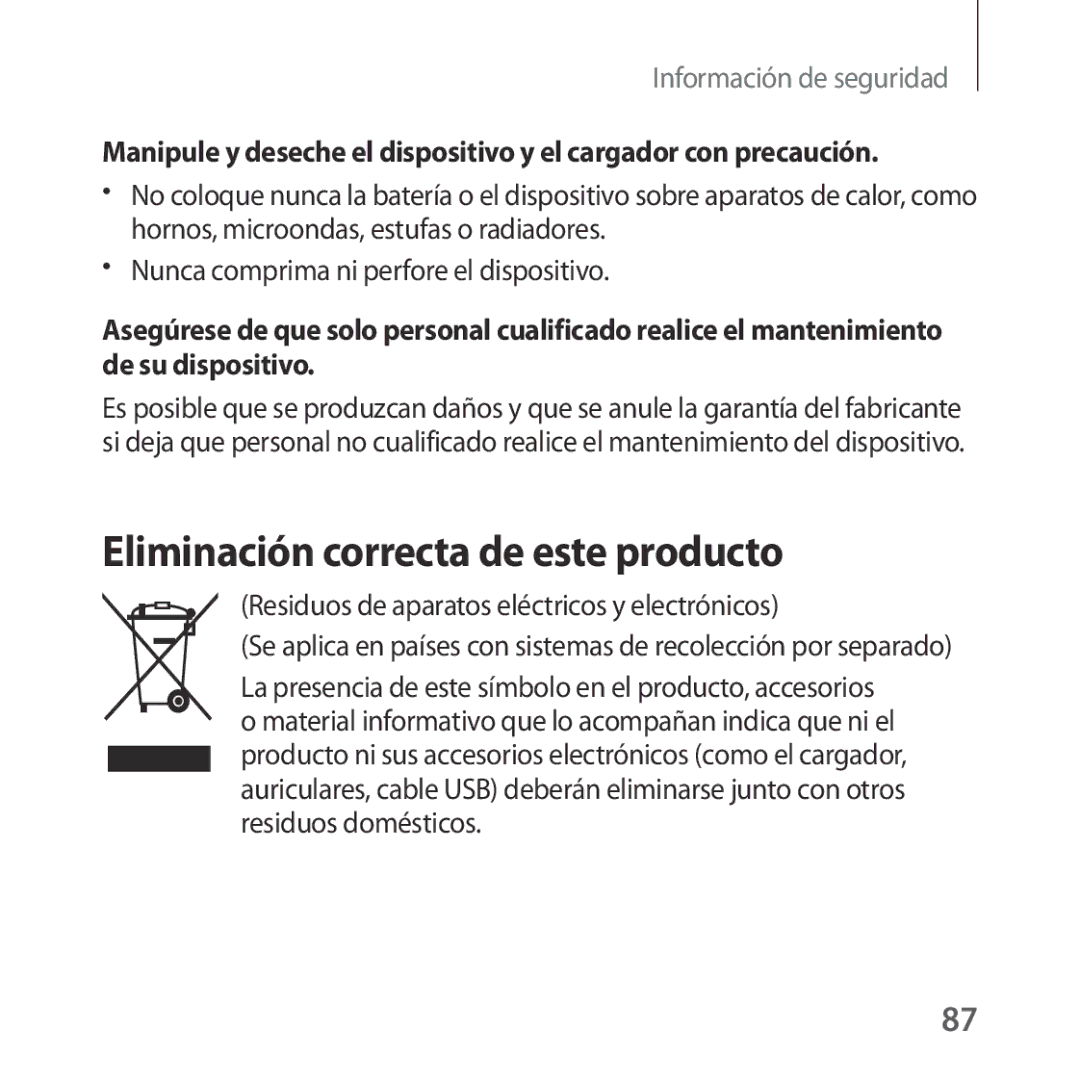 Samsung SM-R324NZAAPHE manual Eliminación correcta de este producto, Residuos de aparatos eléctricos y electrónicos 