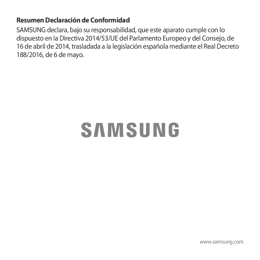 Samsung SM-R324NZAAPHE manual Resumen Declaración de Conformidad 