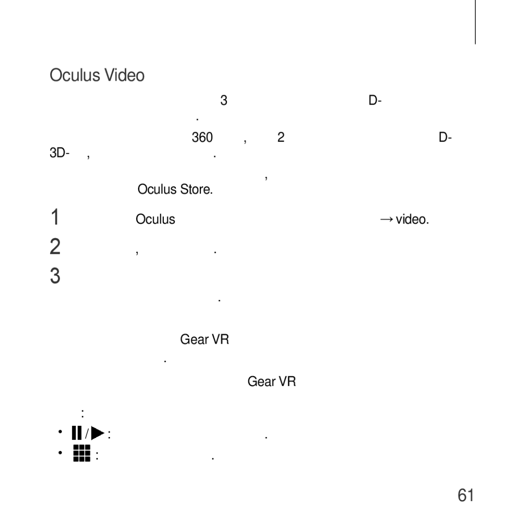 Samsung SM-R324NZAASER, SM-R324NZAASEB manual Oculus Video 