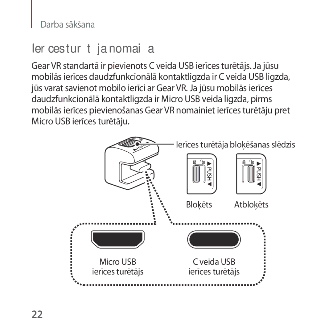 Samsung SM-R324NZAASEB manual Ierīces turētāja nomaiņa 