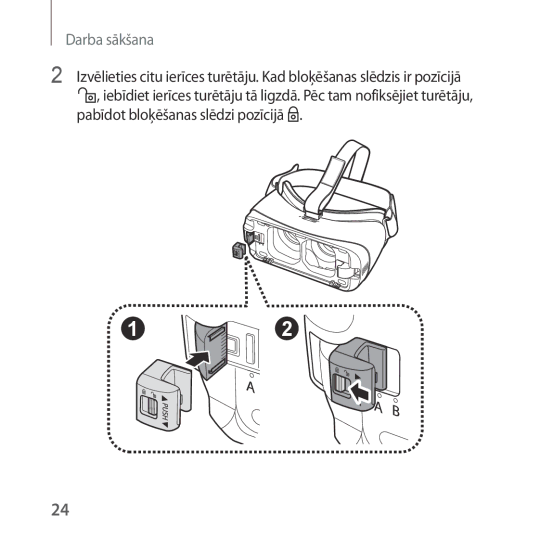 Samsung SM-R324NZAASEB manual Pabīdot bloķēšanas slēdzi pozīcijā 