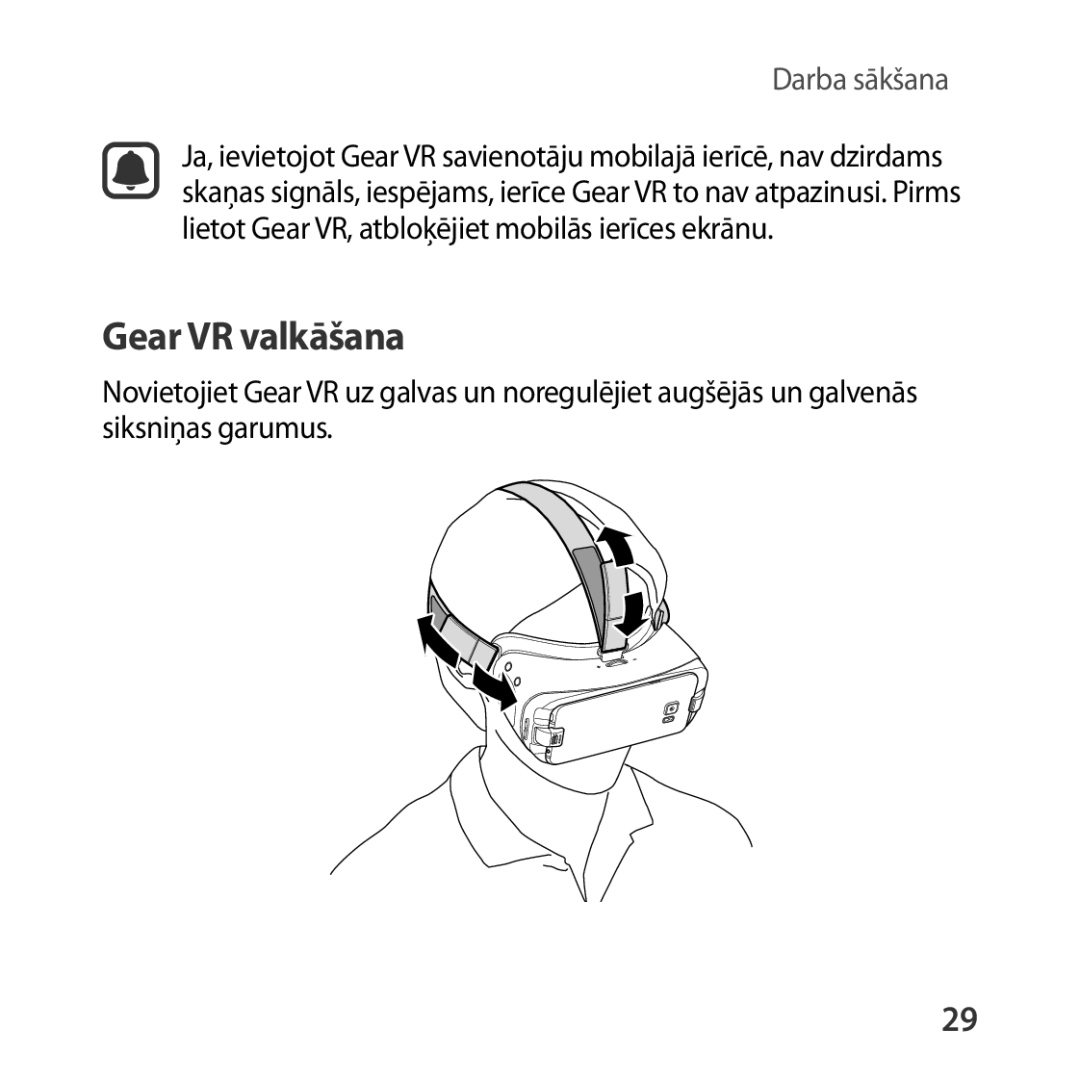 Samsung SM-R324NZAASEB manual Gear VR valkāšana 