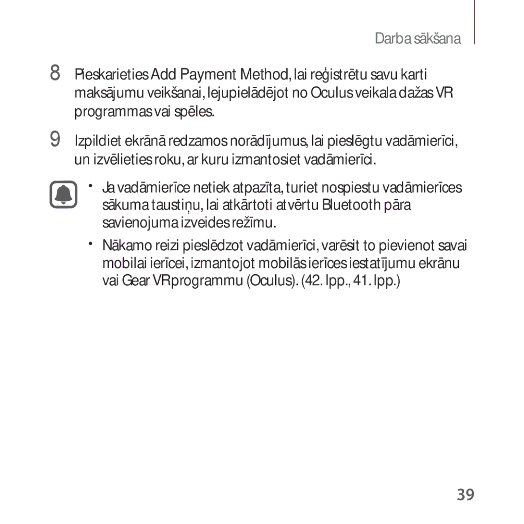 Samsung SM-R324NZAASEB manual Darba sākšana 