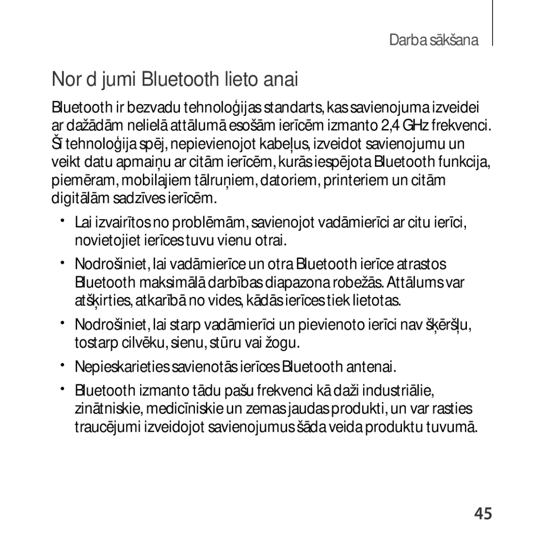 Samsung SM-R324NZAASEB manual Norādījumi Bluetooth lietošanai 