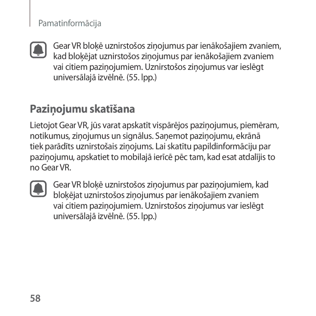 Samsung SM-R324NZAASEB manual Paziņojumu skatīšana 