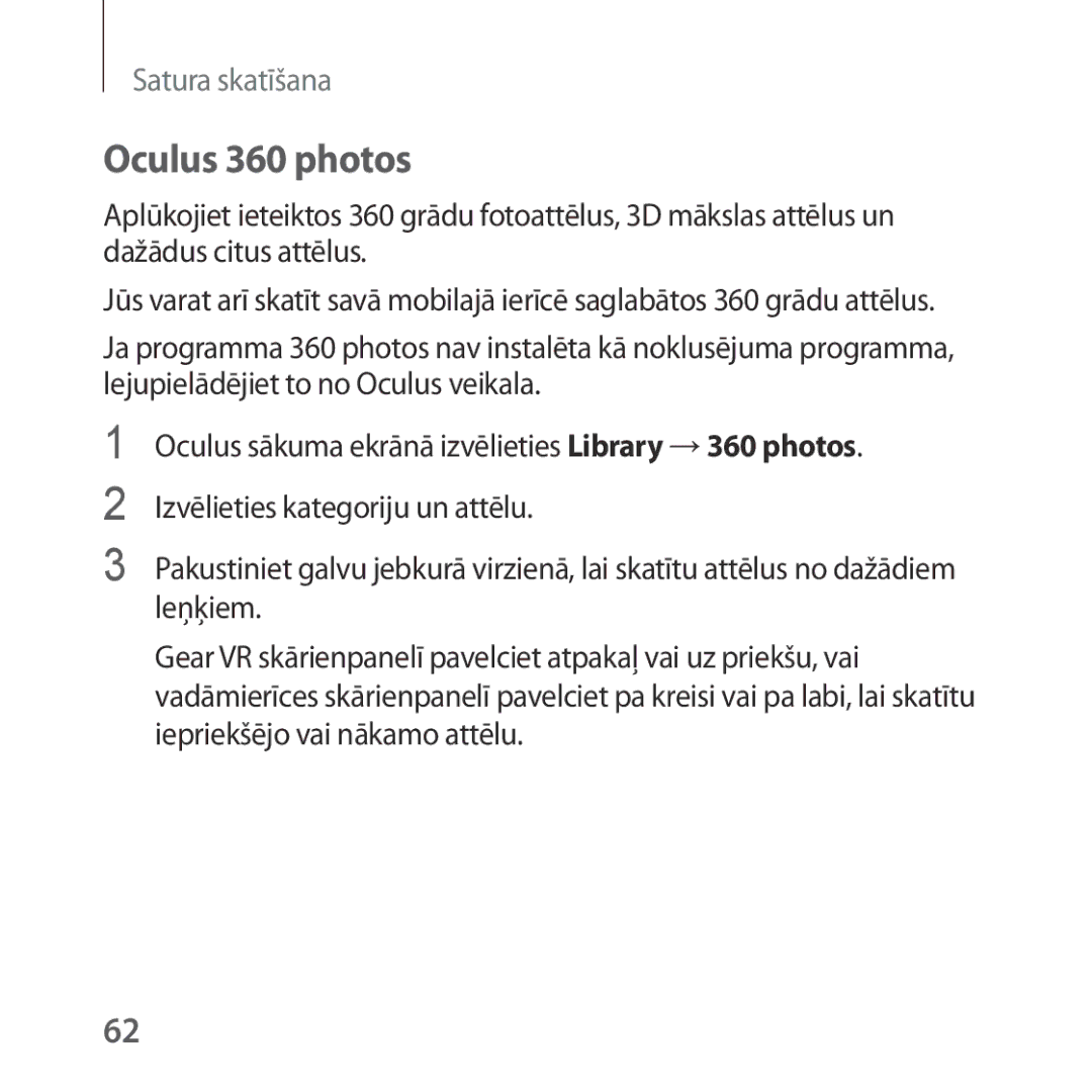 Samsung SM-R324NZAASEB manual Oculus 360 photos 