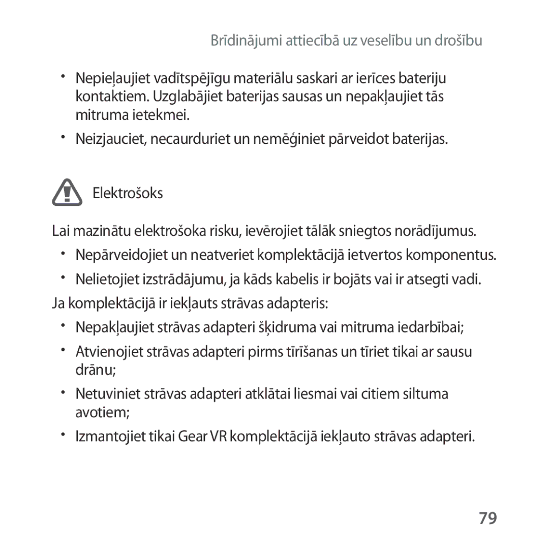 Samsung SM-R324NZAASEB manual Brīdinājumi attiecībā uz veselību un drošību 