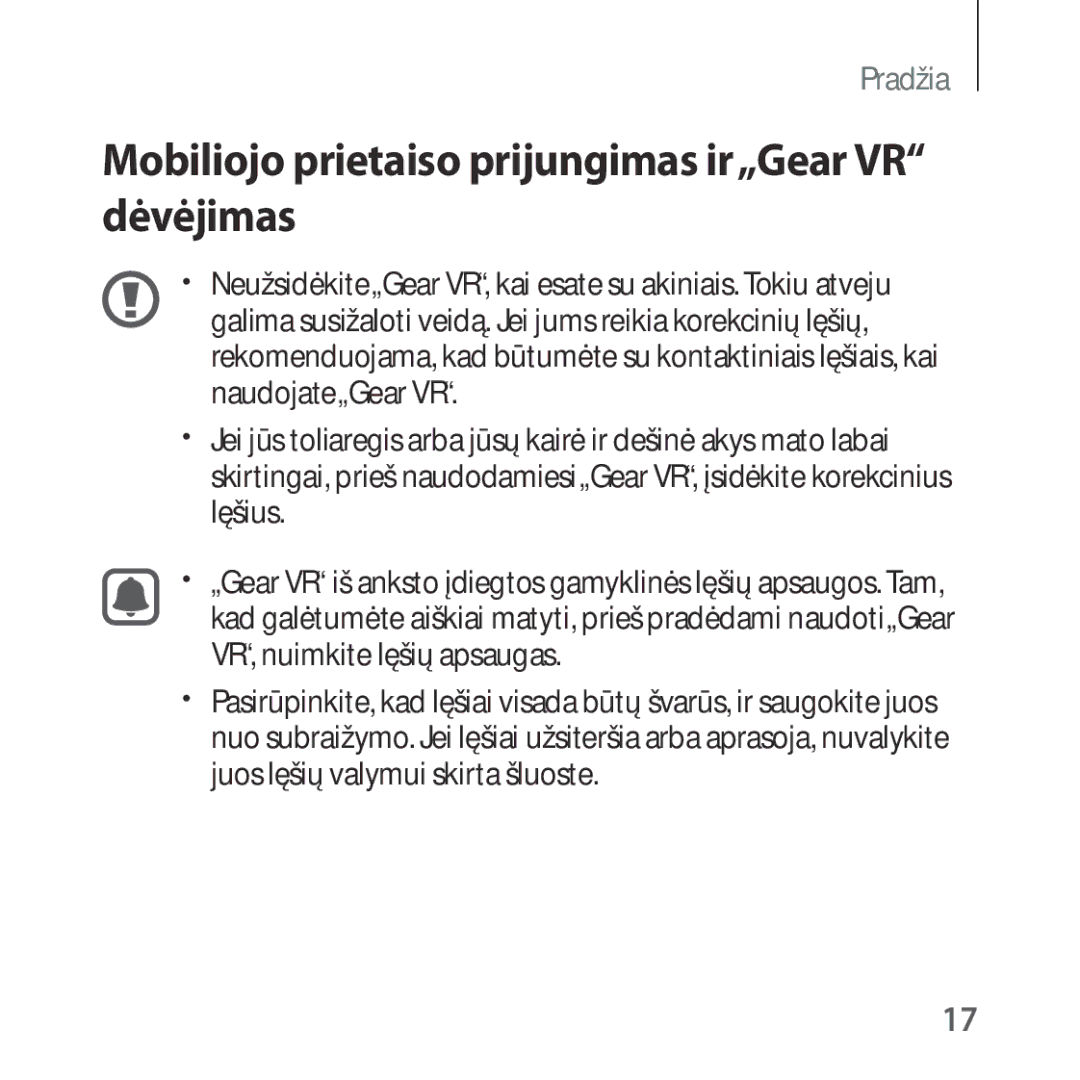 Samsung SM-R324NZAASEB manual Mobiliojo prietaiso prijungimas ir„Gear VR dėvėjimas 