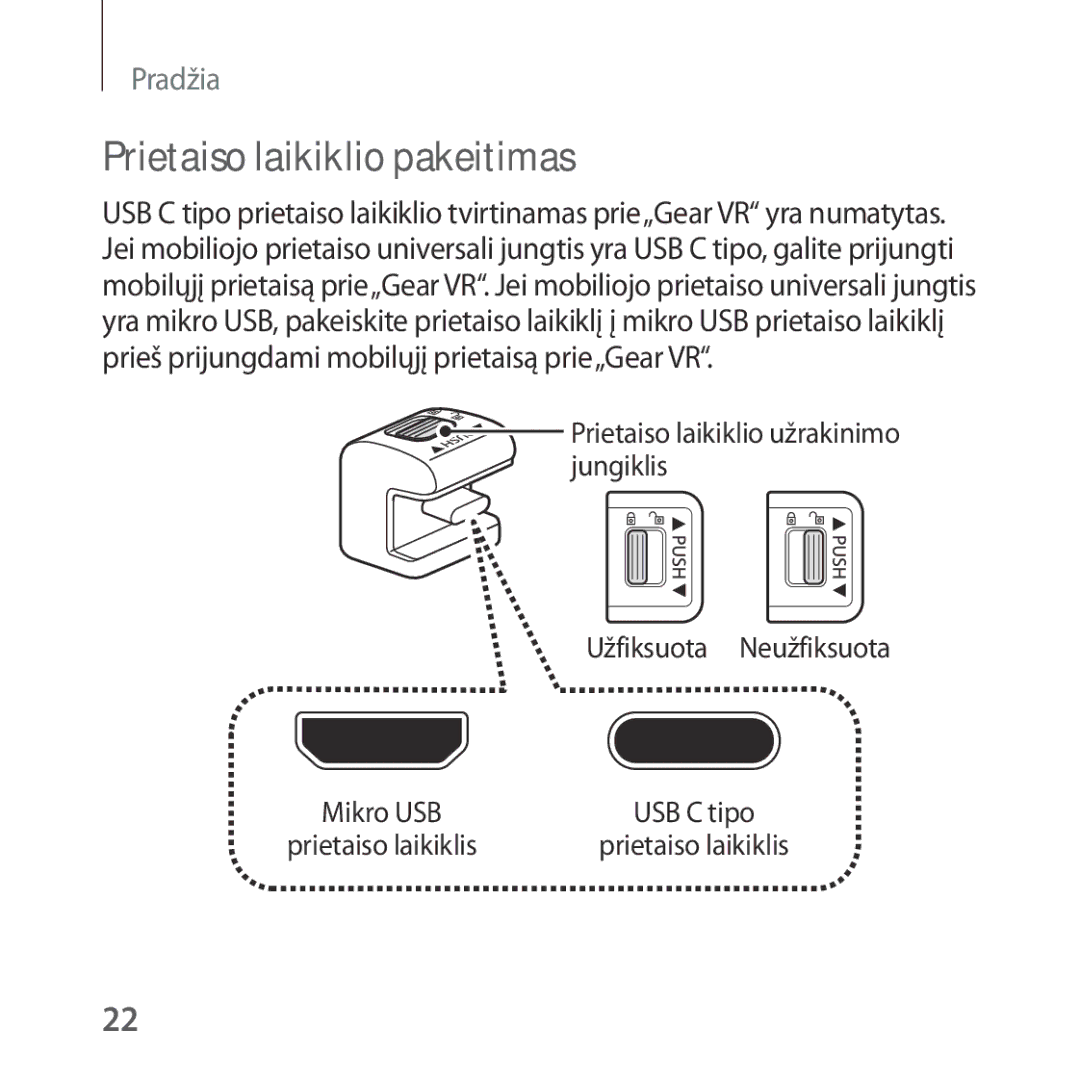 Samsung SM-R324NZAASEB manual Prietaiso laikiklio pakeitimas 