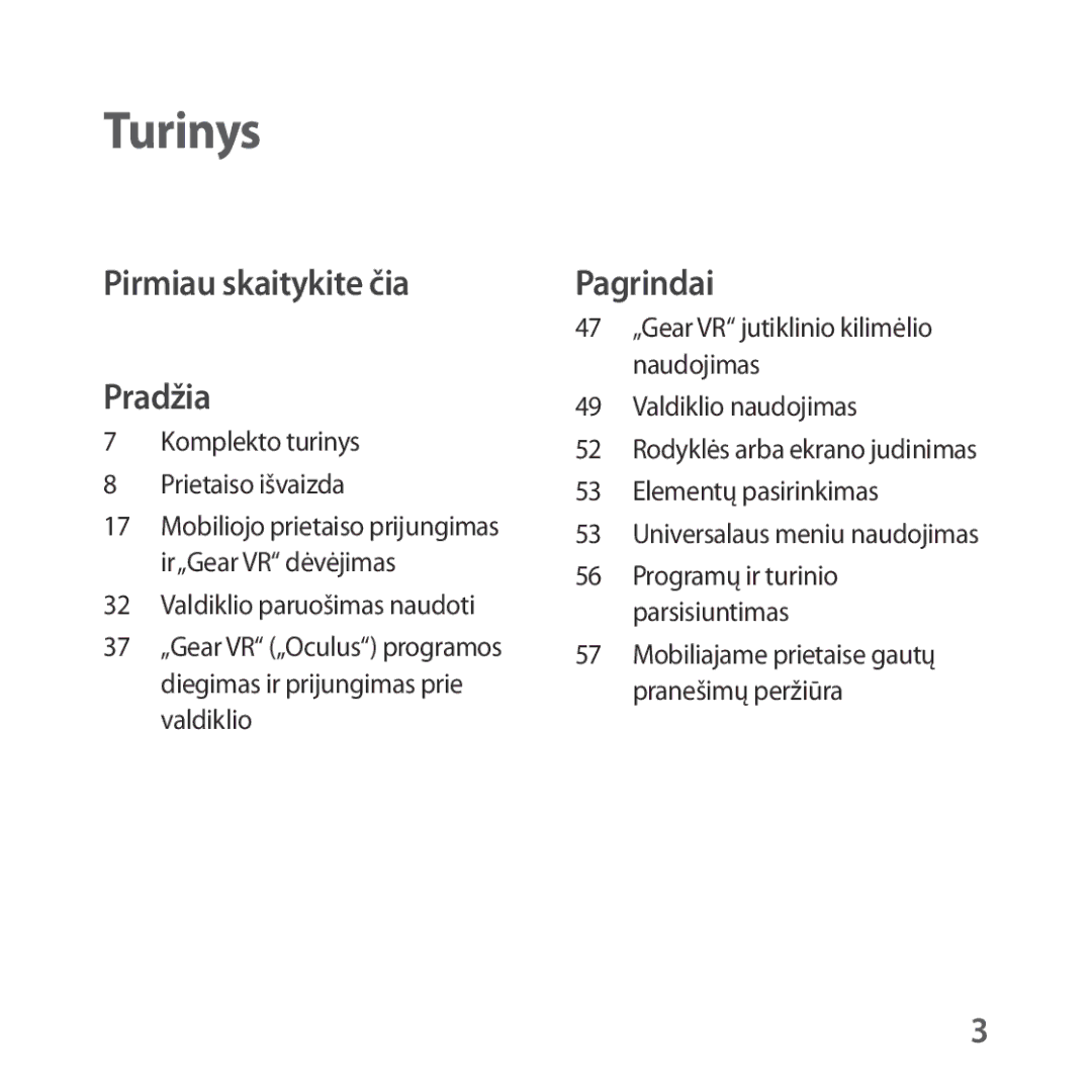 Samsung SM-R324NZAASEB manual Turinys 