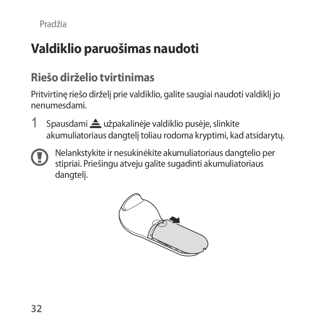 Samsung SM-R324NZAASEB manual Valdiklio paruošimas naudoti, Riešo dirželio tvirtinimas 