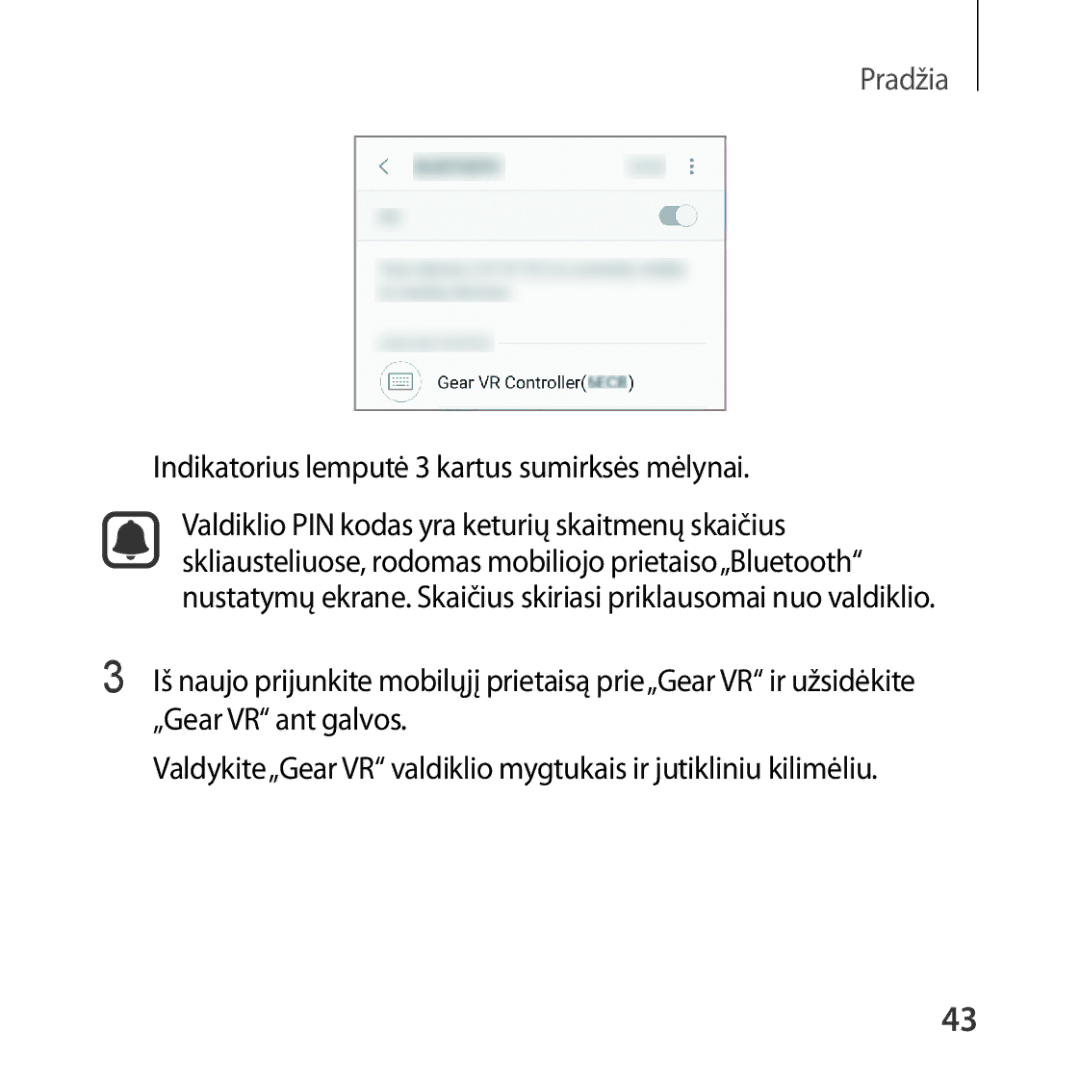 Samsung SM-R324NZAASEB manual Indikatorius lemputė 3 kartus sumirksės mėlynai 