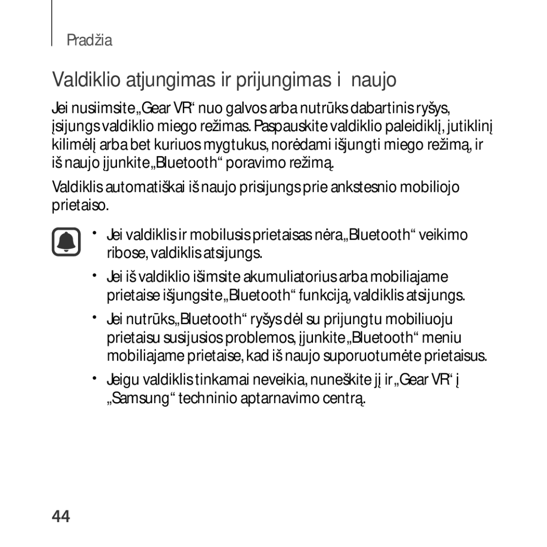 Samsung SM-R324NZAASEB manual Valdiklio atjungimas ir prijungimas iš naujo 