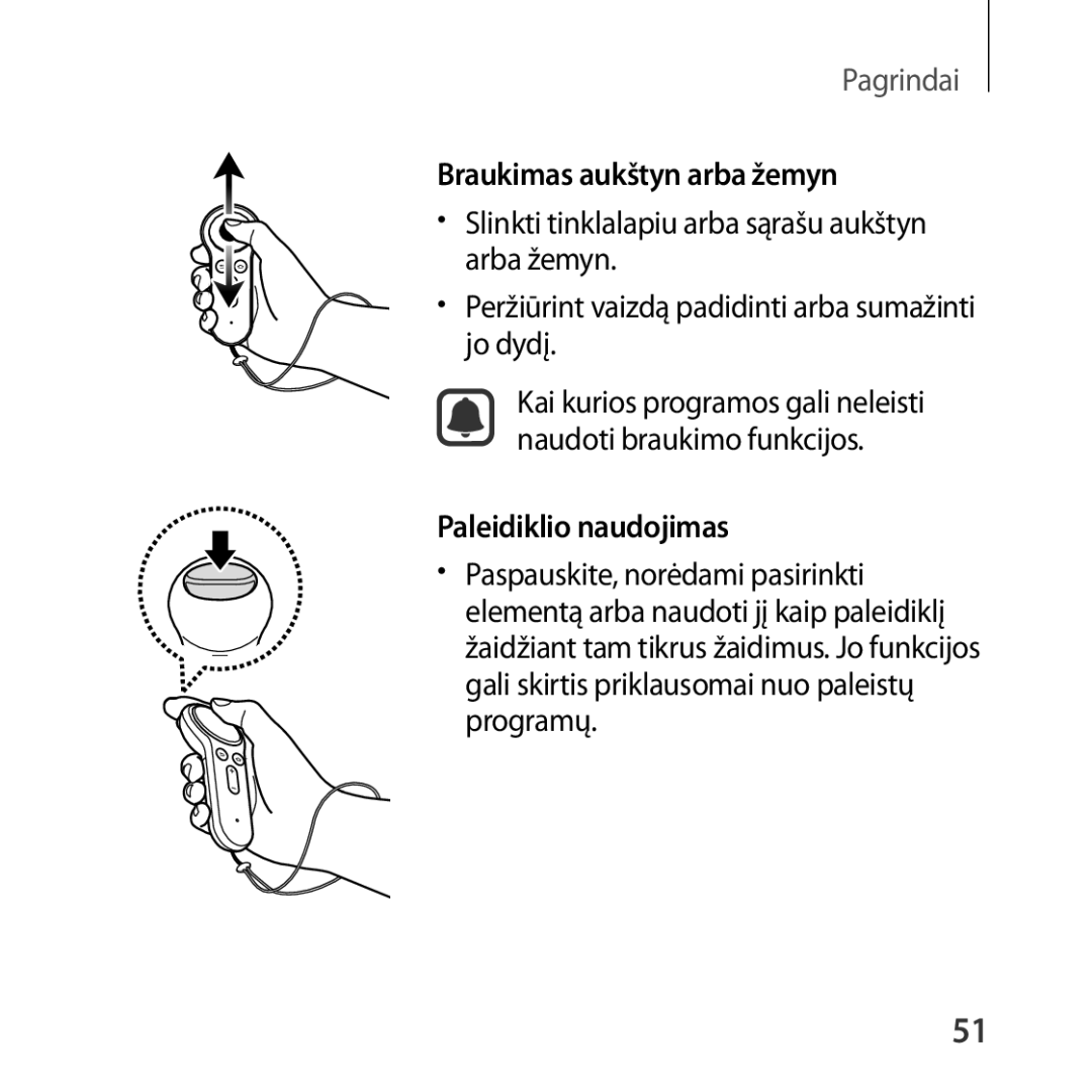 Samsung SM-R324NZAASEB manual Braukimas aukštyn arba žemyn, Paleidiklio naudojimas 