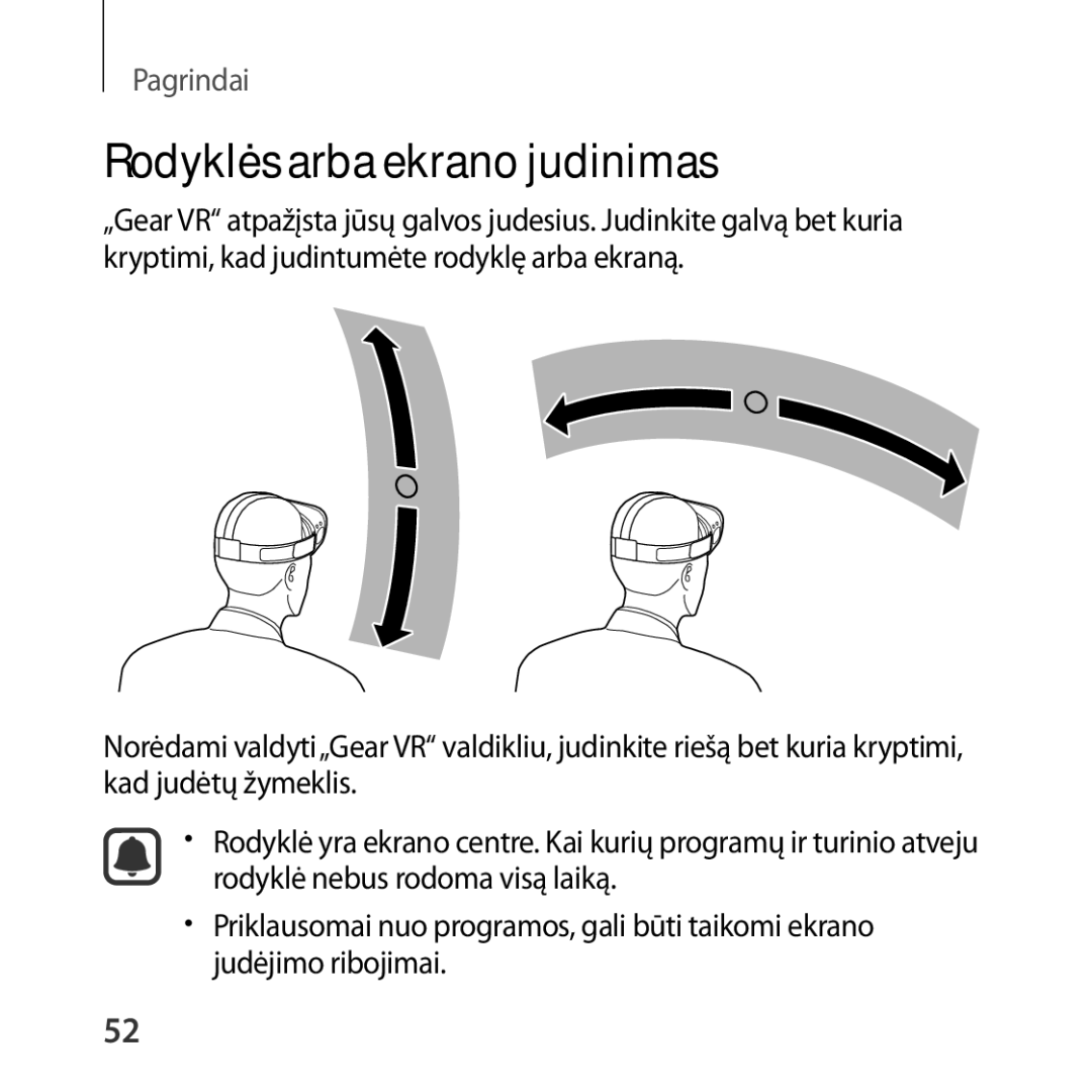 Samsung SM-R324NZAASEB manual Rodyklės arba ekrano judinimas 