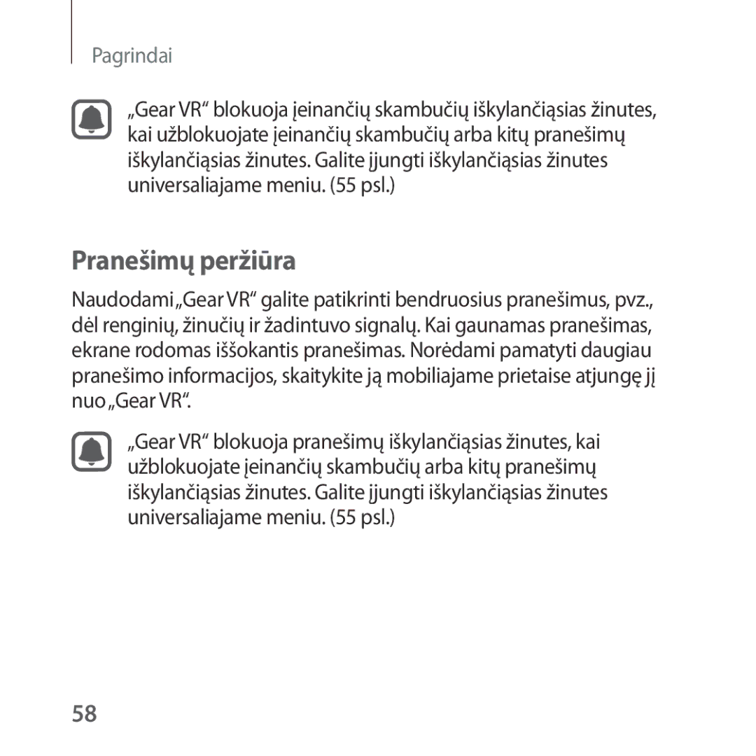 Samsung SM-R324NZAASEB manual Pranešimų peržiūra 