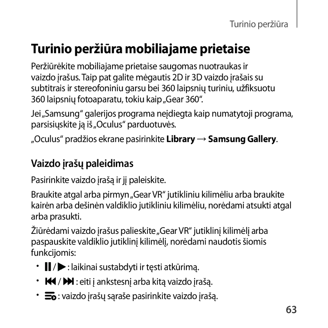 Samsung SM-R324NZAASEB manual Turinio peržiūra mobiliajame prietaise, Vaizdo įrašų paleidimas 