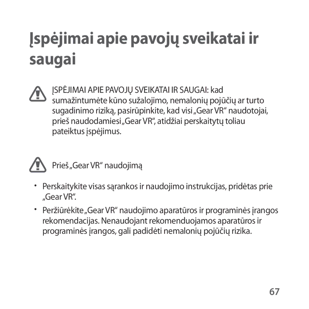 Samsung SM-R324NZAASEB manual Įspėjimai apie pavojų sveikatai ir saugai 