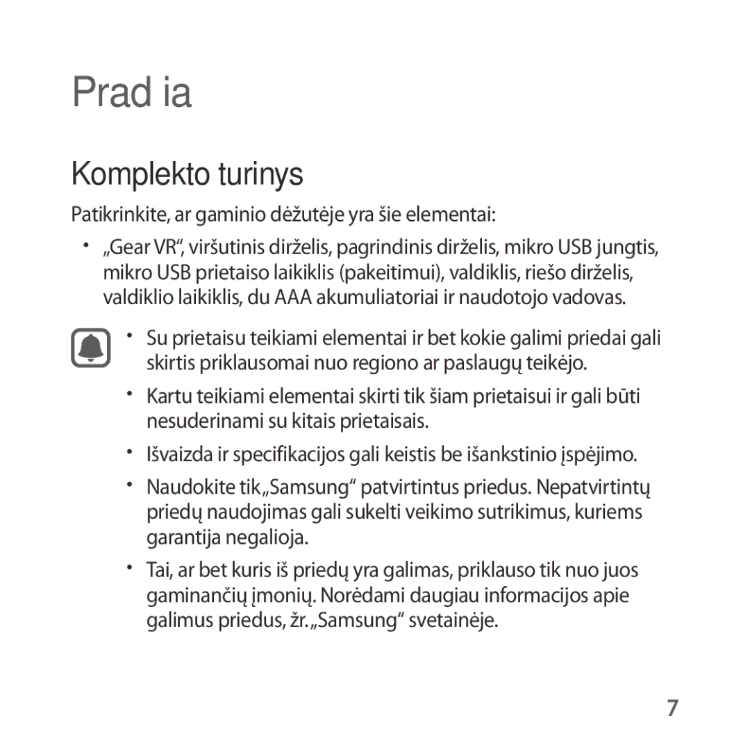 Samsung SM-R324NZAASEB manual Komplekto turinys, Patikrinkite, ar gaminio dėžutėje yra šie elementai 