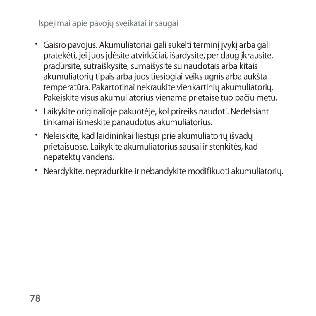 Samsung SM-R324NZAASEB manual Įspėjimai apie pavojų sveikatai ir saugai 