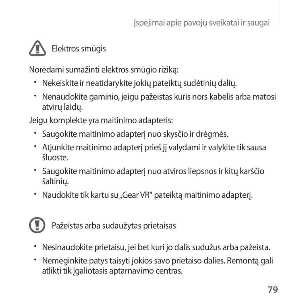 Samsung SM-R324NZAASEB manual Įspėjimai apie pavojų sveikatai ir saugai 