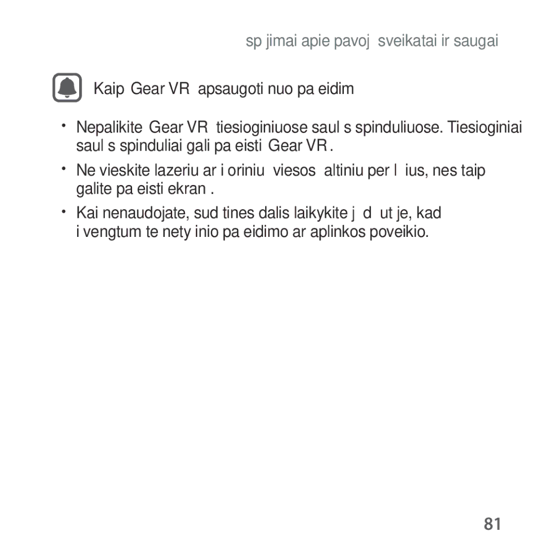 Samsung SM-R324NZAASEB manual Įspėjimai apie pavojų sveikatai ir saugai 