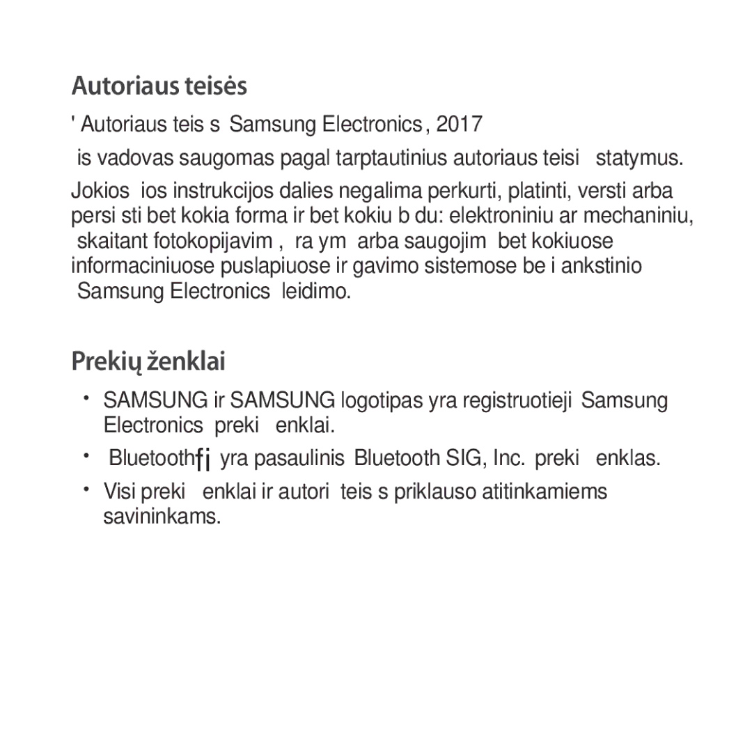 Samsung SM-R324NZAASEB manual Autoriaus teisės„Samsung Electronics 