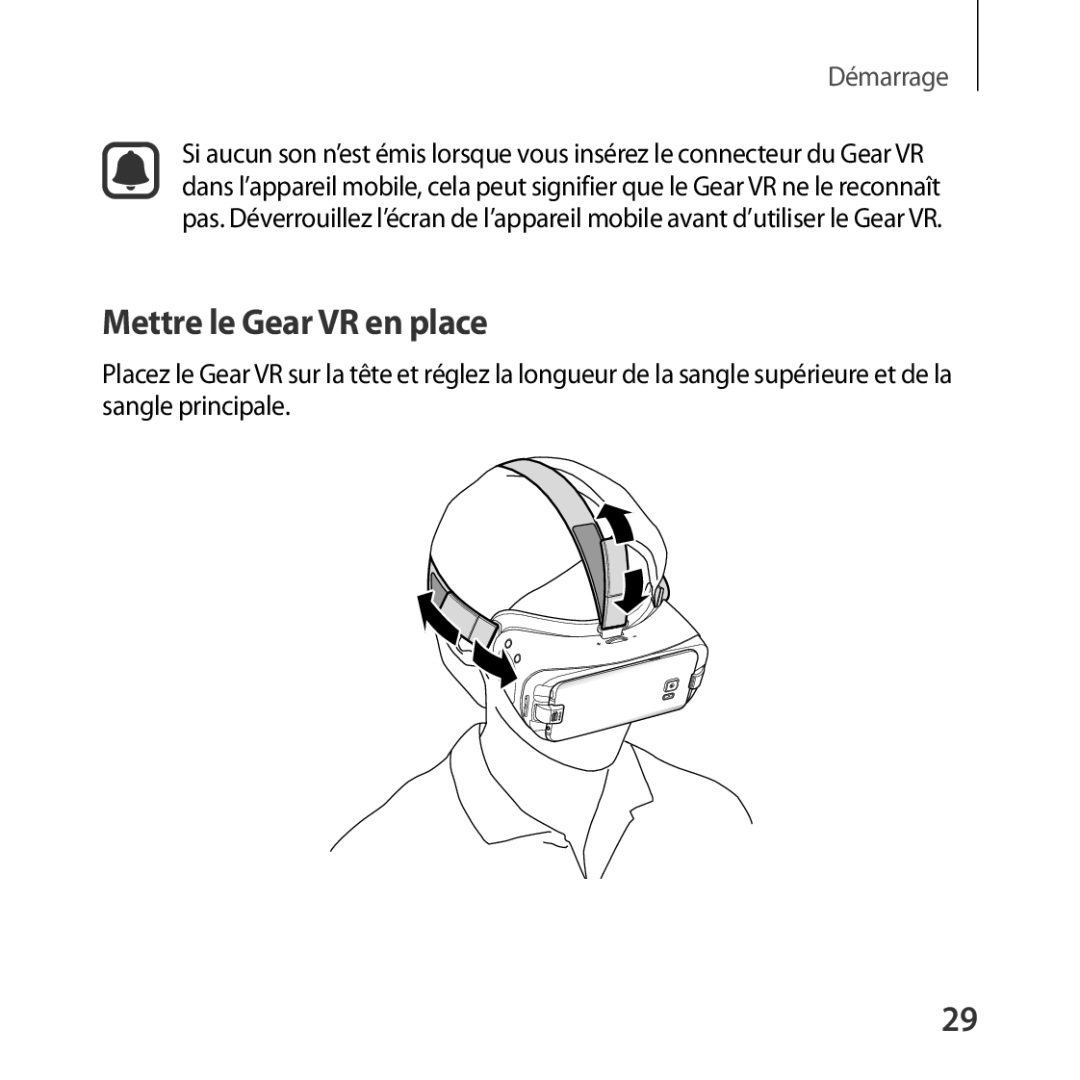 Samsung SM-R324NZAAXEF manual Mettre le Gear VR en place 